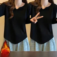 Slimming Base Layer irt Women's Faionable T-irt Cover Belly Long Sve V-Ne Korean Sle Velvet Outerwear Autumn Win...