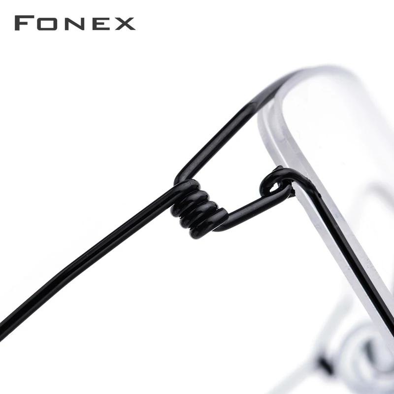 Фото Оправа для очков FONEX из сплава, мужские очки, новинка 2024, женские корейские Безвинтовые очки Morten 98624 №2