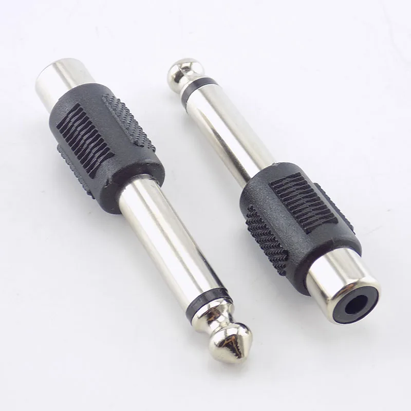RCA Female Jack to 6.35mm 1/4" Male Mono Plug Audio Adapter Connector for DIY FM Microphone 10Pcs audio conversion cable