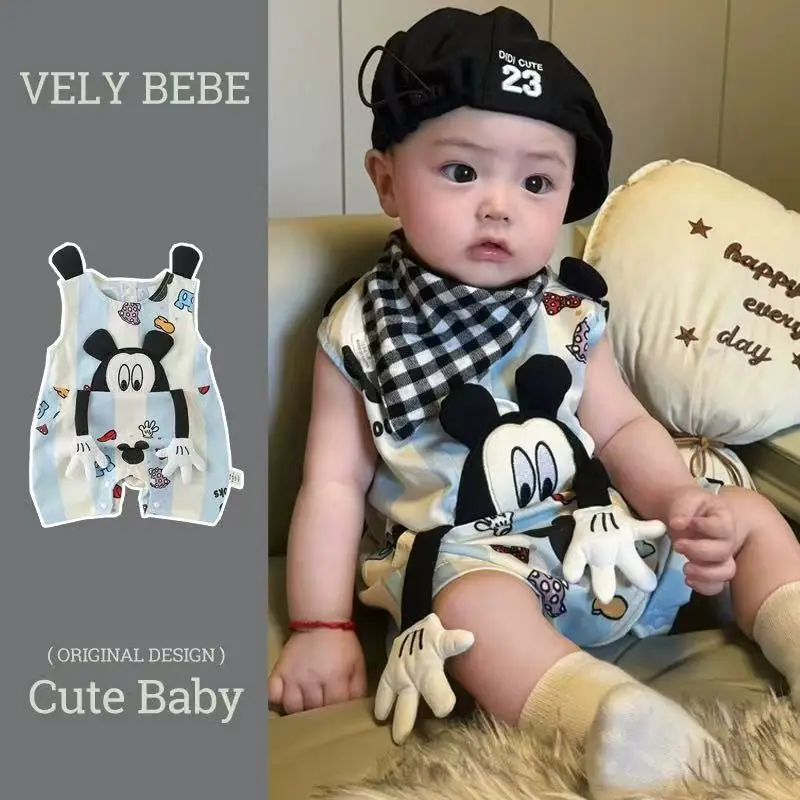 Niño Mickey Mouse Ropa Bebe Peleles De Manga Corta De Verano Para