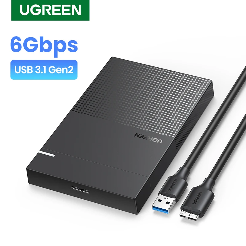 External Hard Drive Case UGREEN 2.5" Hard Drive Enclosure USB Type C SATA 5Gbps for SSD HDD 9.5 7mm Support UASP