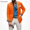 (one blazer) Sky Blue Linen Blazers Men Slim Fit Summer Beach Casual Formal Jacket for Men Tailor-made Fashion Thin Wedding Coat 5
