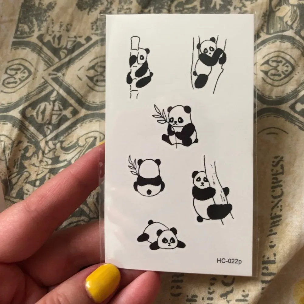 10PCS Panda Waterproof Temporary Tattoos Dark Cute Little Panda Tattoos  Wrist Ankle Finger Body Art Fake Tattoo Sticker For Men - AliExpress, image size:1000x1000