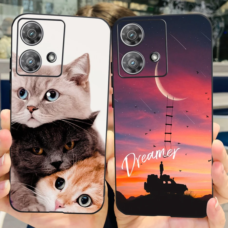 Cute Cat & Butterfly Soft Silicone Phone Case for Motorola Edge 40 Neo - Stylish Protective Back Cover