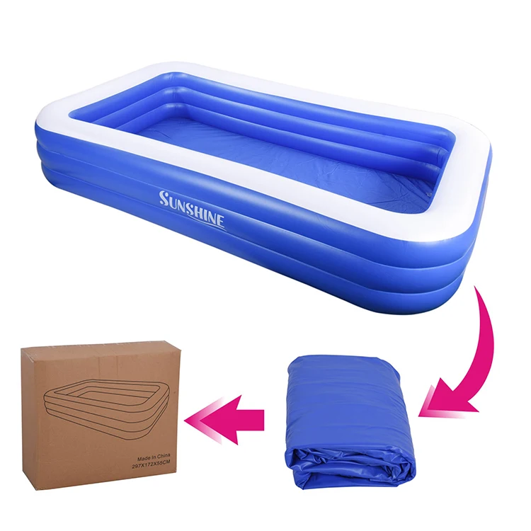 P & D Piscine Gonflable 297*172*55Cm Piscine Rettangolari Per Bambini Nuoto All'Aperto Famiglia Grande Piscina Gonfiabile 4M