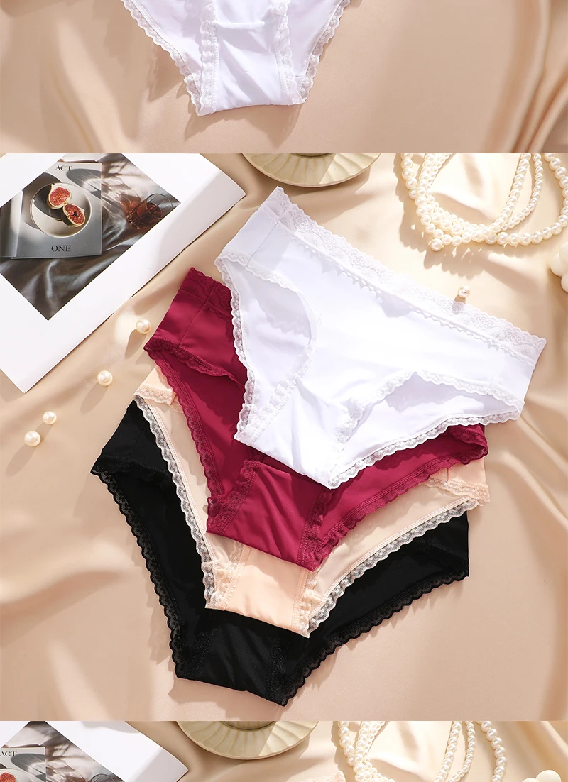 Seamless Women's Panties - Low Waist Briefs With Lace Edge | Ice Silk Comfort