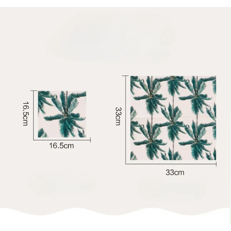 20pcs 33cm 2Ply New Palm Tree Printed Napkins Party Ambience Decorative Paper Plate Paper Placemats Home Restaurant Baking