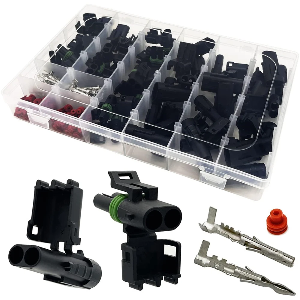 10er-Set 2,5mm Wasserdichte Elektrische Kabelverbinder 2-Pin Weather Pack GM Automotive Buchse Stecker 18-14 AWG für Delphi