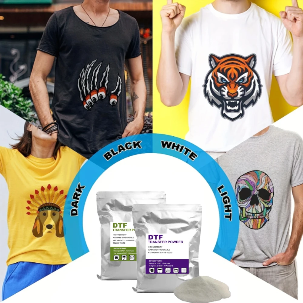 200/500g DTF Powder Hot Melt DTF Transfer Adhesive Powder For Transfer Ink For Direct To Film Printing On All Fabric dtf powder