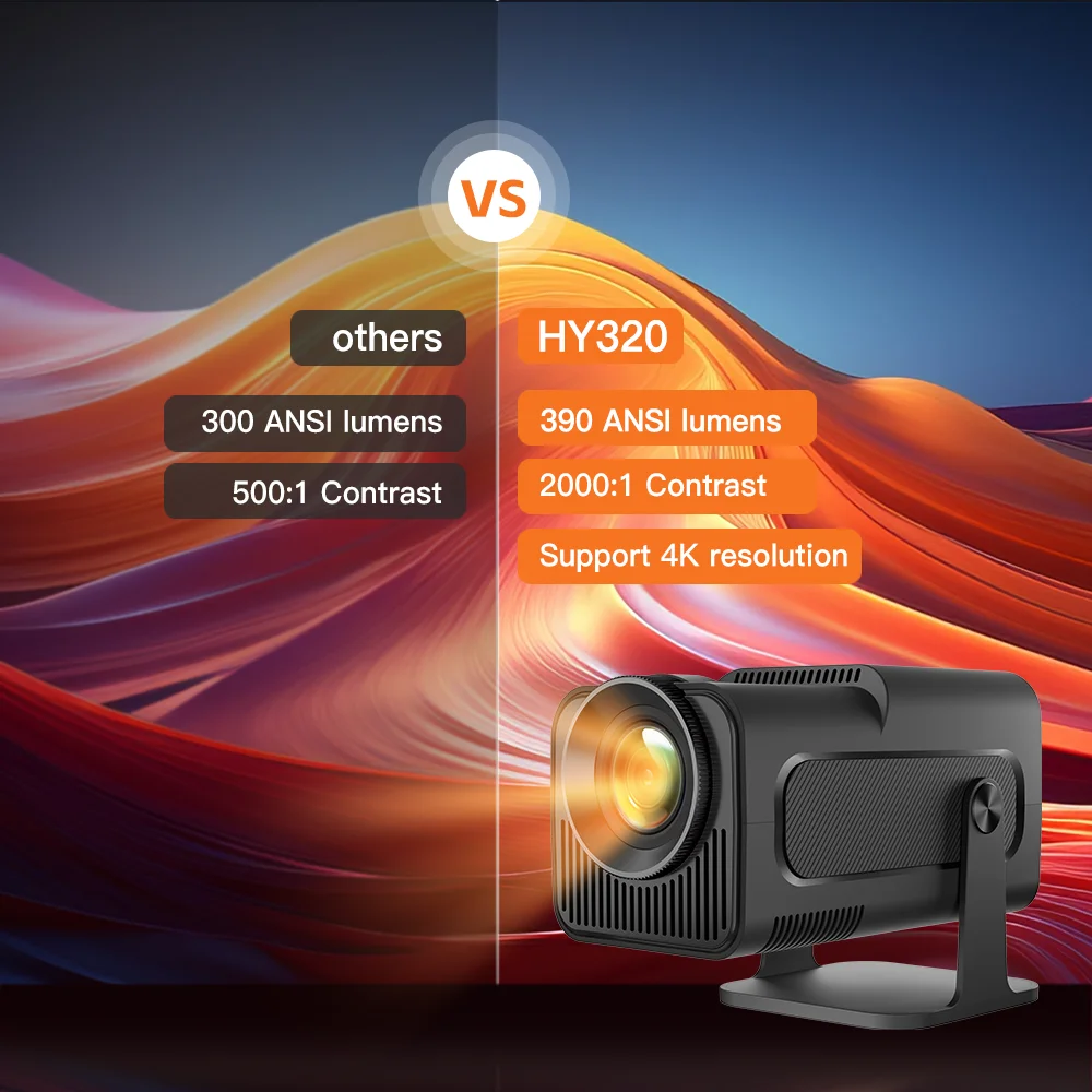 HD 4K Android 11 Dual WiFi6 BT5.0 390ANSI Native 1080P Mini Projector For Outdoor Home Upgrade HY300 mini projector portable projector video projector