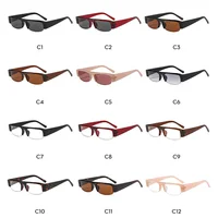 Lunettes de soleil vintage rectangulaires petites demi-cerclées noires pour femmes, nouvelle mode, verres dégradés léopard, lunettes de conduite tendance 6