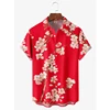 Floral Shirts Men's Hawaii Holiday Party Blouse Cuba Style Lapel Beach Shirt Flower Camisas Short-sleeved Womens Clothes 5
