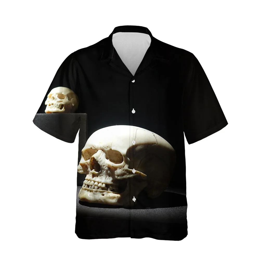 Jumeast 3D Dark Souls Horror Skull Short Sleeve Shirt Men Clothing Summer Casual Streetwear Blouses Fashion Clothes For Men