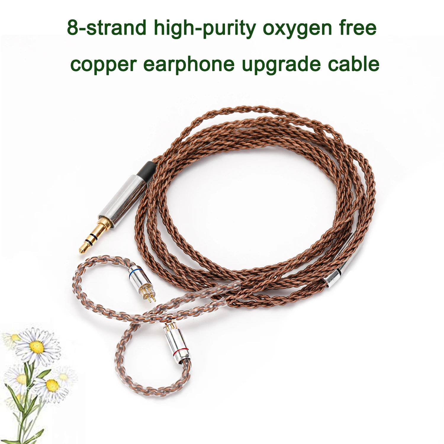 

8-strand high-purity oxygen free copper earphone upgrade cable with 3.5 plug 0.78mm 2-pin gold-plated pin