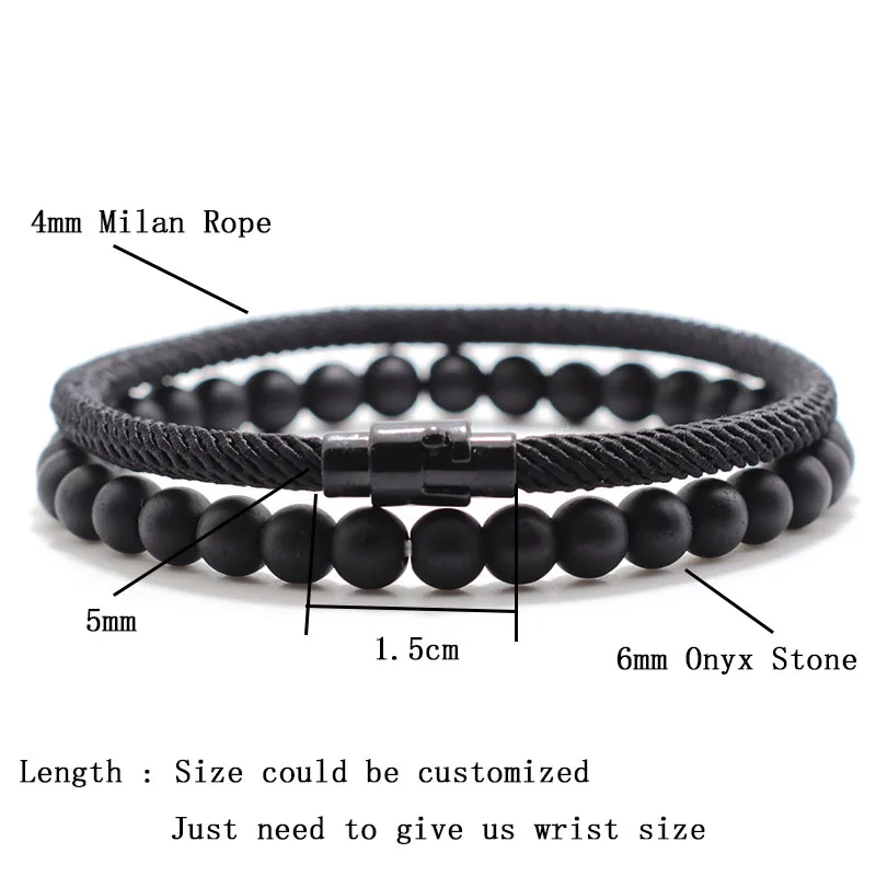 Tiger Eye Stone Men Bracelet Set Nylon Rope Lucky Charm
