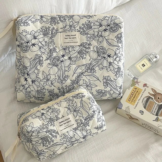 Sac à main vintage à fleurs pour femmes, sac cosmétique portable avec fermeture éclair, trousse de maquillage, trousse de toilette pour voyage, poudres matelassées, vente en gros 1