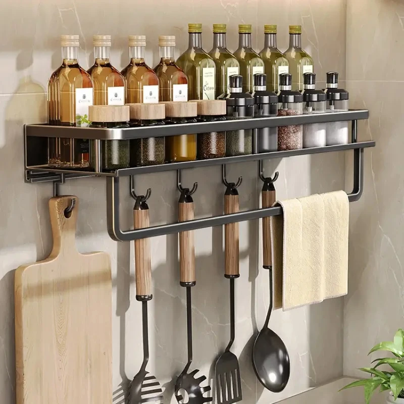 Multifuncional Spice Storage Rack Espátula e Colher Ganchos Suprimentos de Cozinha Adequado para Cozinha Itens Armazenamento