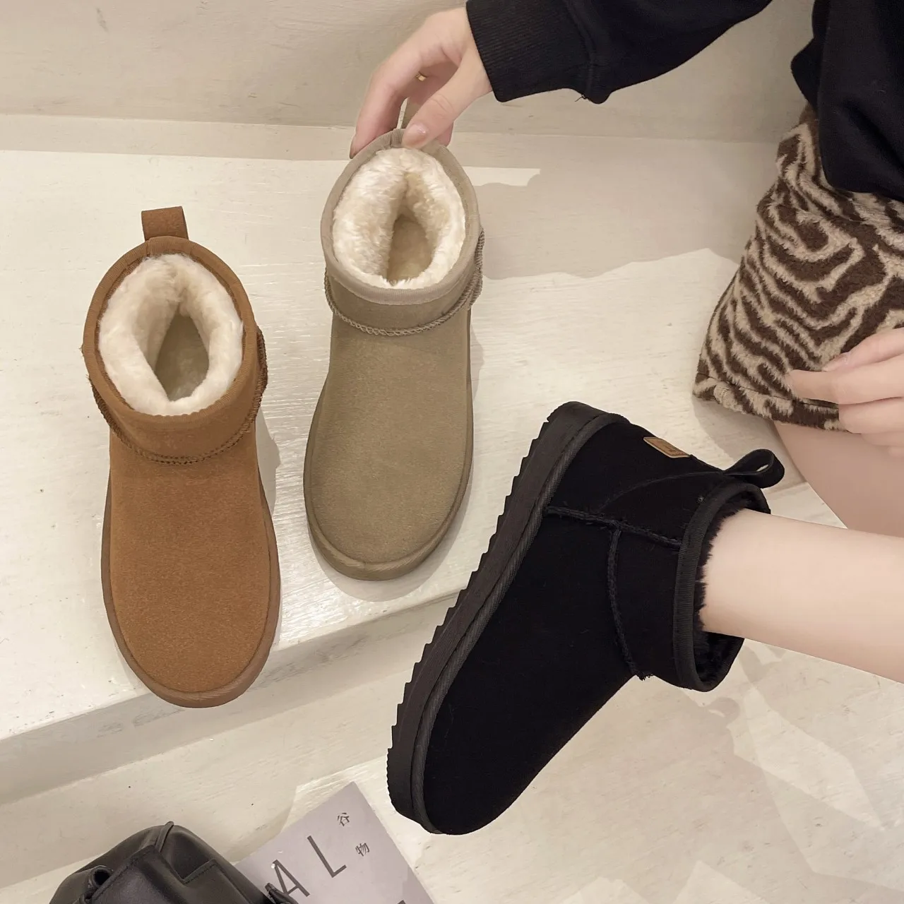 Snow Boots Women's Short Tube Thickened Cotton Shoes Non-slip Winter New  Shoes Student Women's Shoes 2023 Black Boots - AliExpress