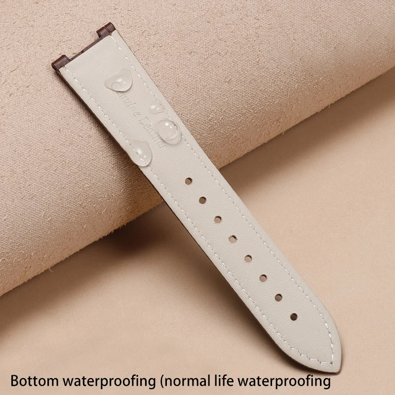 Genuine Leather Notched Watchband for Men's Watches, 24x13mm