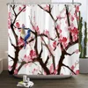 Chinese Style Flower and Birds Tree Shower Curtains Bath Curtain Waterproof Bathroom Decor With Hooks 3d Printing Bath Curtain 5