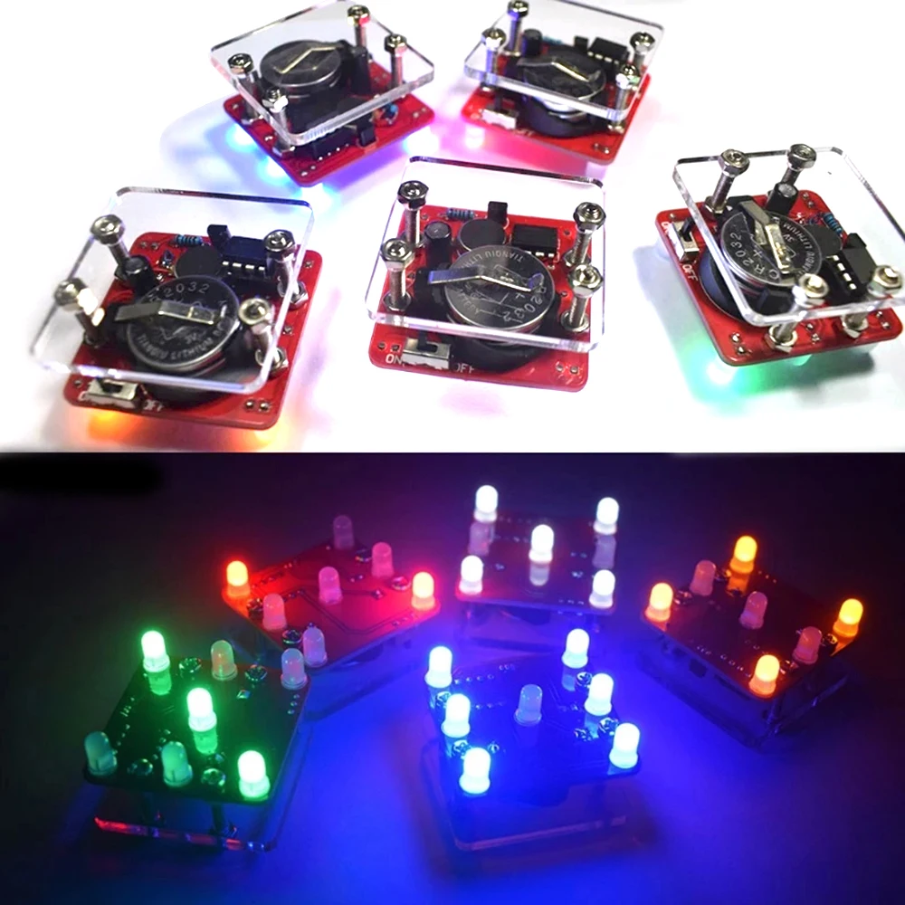 DIY Swing Shaking LED Dice Kit with Small Vibrating Motor Fun Electronic Soldering Practice Board Kit
