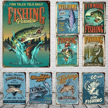 Vintage Fishing Rules Metal Sign 1