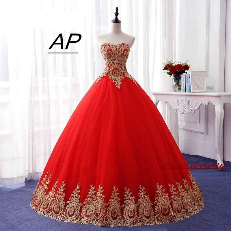 

Роскошное бальное платье Angelsbridep с сердечком, платья для Quinceanera, милое Тюлевое платье до пола с золотой аппликацией, 16 платьев, корсет