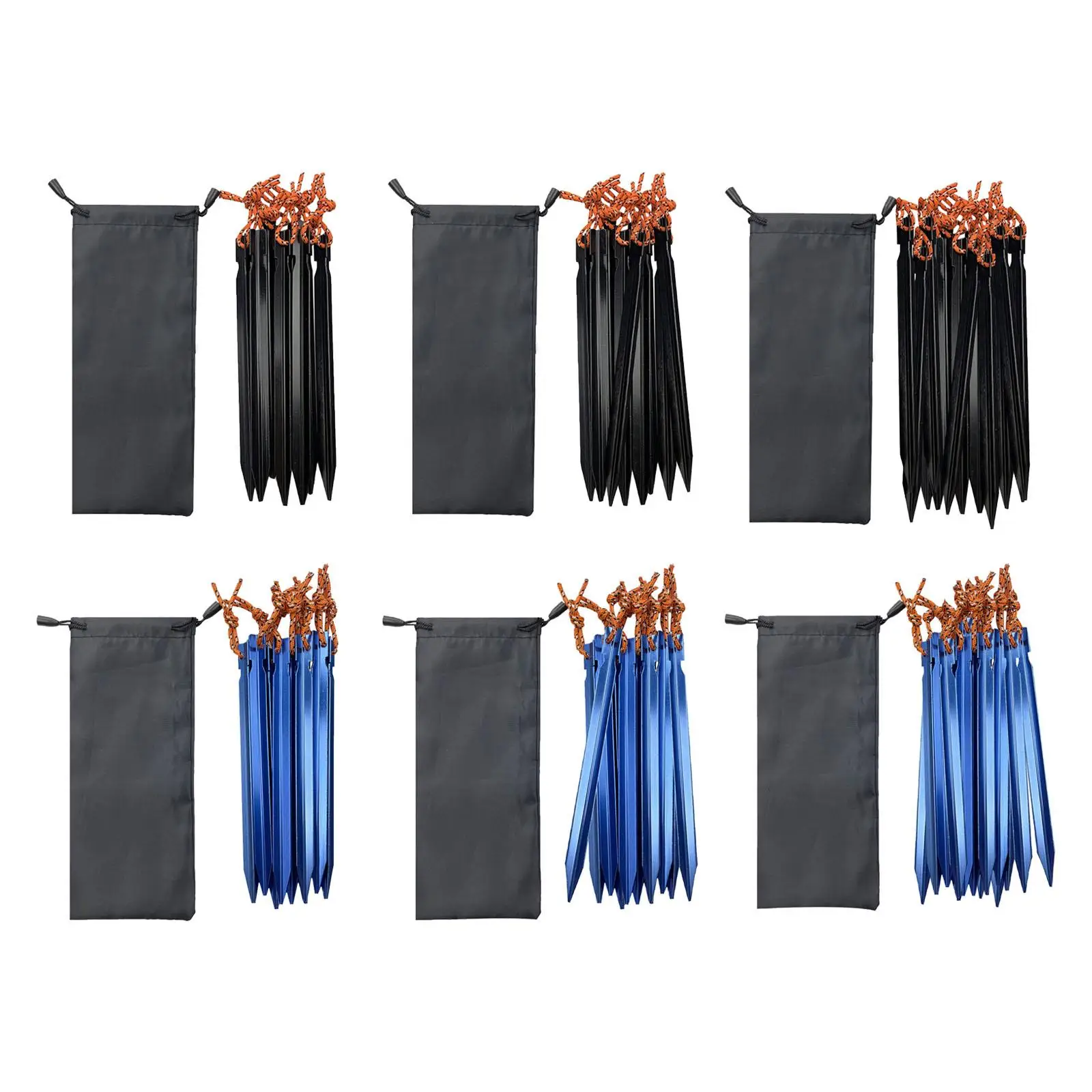 

Tent Stakes Durable Lightweight with Carry Pouch with Pull Ropes Ground Pegs Tent Pegs for Trip Desert Camping Hiking Tarp