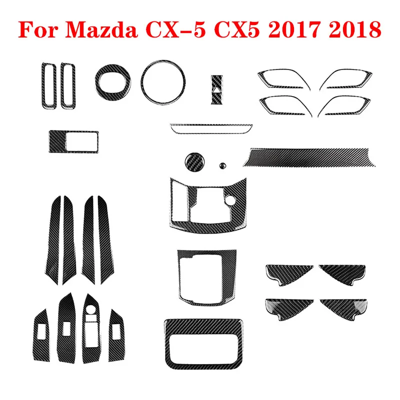 

For Mazda CX-5 CX5 2017 2018 Car Carbon Fiber Black Stickers Various Parts Car Interior Decorative Accessories