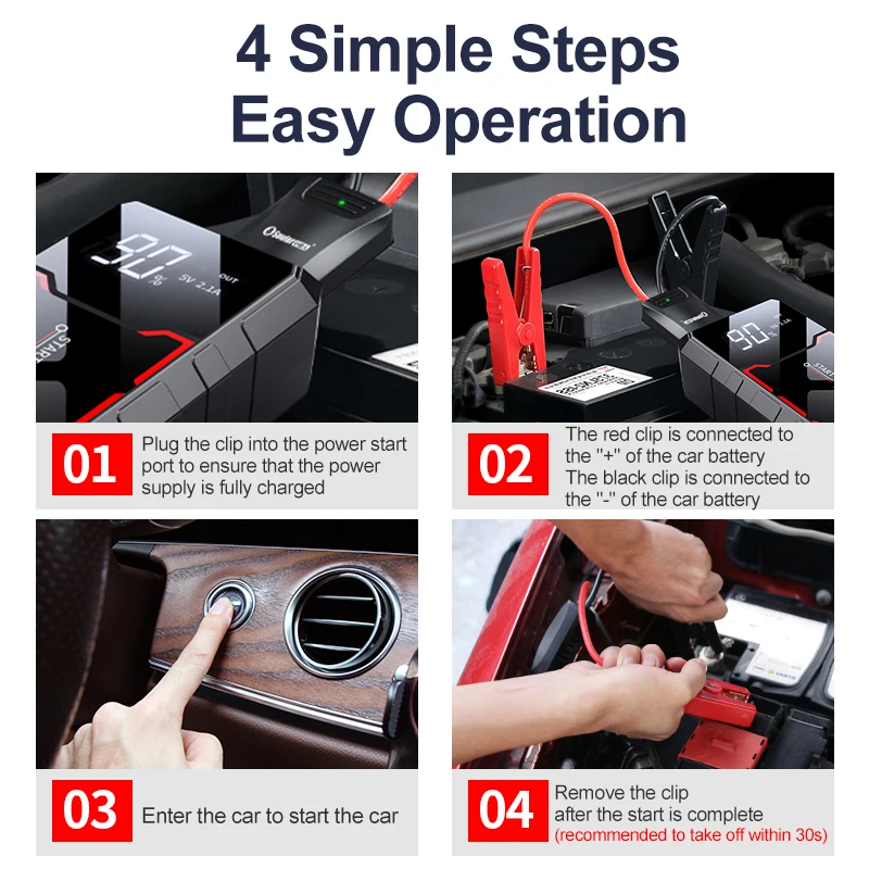 18800mAh Car Jump Starter Power Bank Portable Car Battery Booster Charger 12V Starting Device Petrol Diesel Gasoline Starter