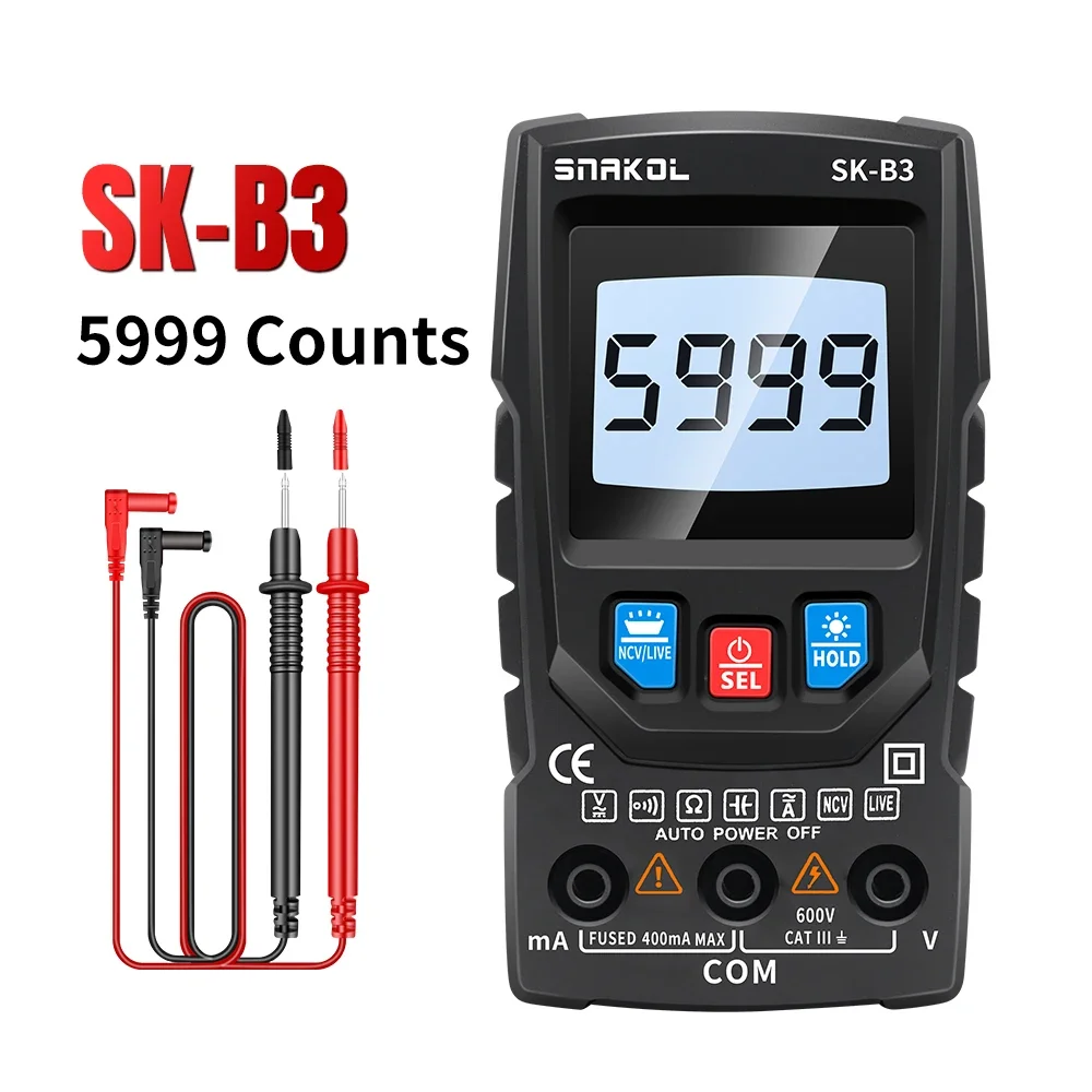 Smart Multimeter Professional Digital AC/DC Voltage Tester Continuity Ohm NCV Ammeter Detector Tool Snakol SK-B3
