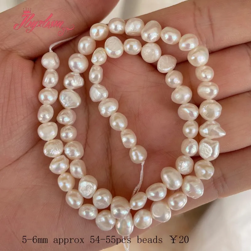 Natural 6-7mm Freeform Freshwater Cultured Pearl Jewelry Making Bead Strand 14"