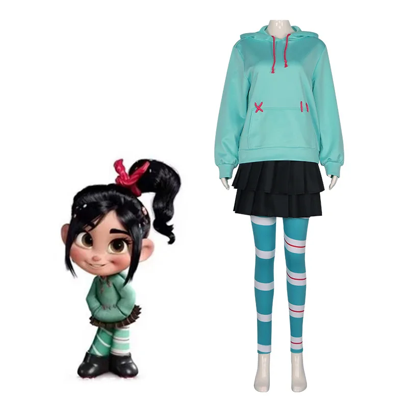 Wreck-It Ralph 2 Vanellope Von Schweetz Cosplay Costume Green Hooded  Sweatshirt Halloween Carnival Party Uniform for Women Girls - AliExpress