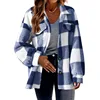 2024 Autumn Winter New Women's Clothing Pocket Plaid Lambswool Jacket Button Plush Coat Shacket 2