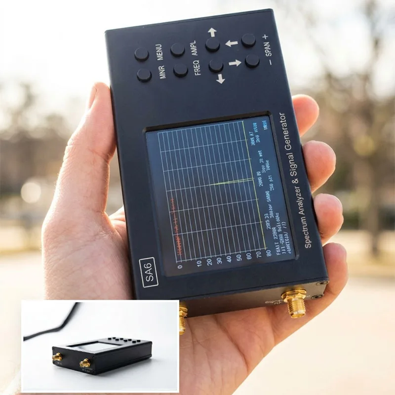 HTOOL SA6 휴대용 스펙트럼 분석기 35MHz-6200MHz 2-in-1 신호 발생기 WiFi 2G 4G LTE CDMA 분석기용 휴대용 RF 테스터