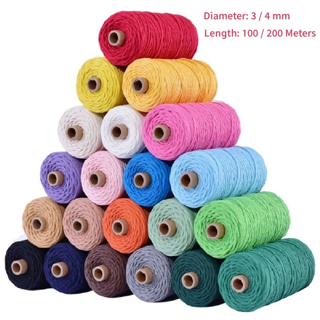 100/200 Meters Colorful Tapestry Rope 3/4 mm Diameter 4 Strands