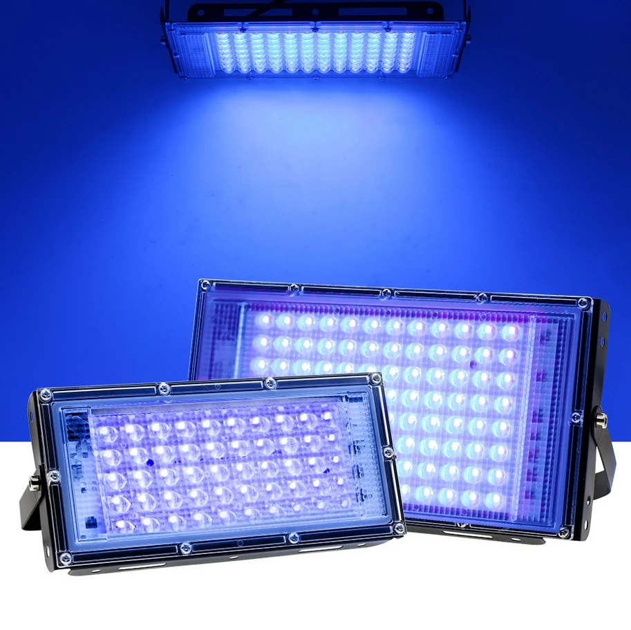 

395nm LED UV Floodlight With EU Switch Plug 50W 100W Halloween Ultraviolet Fluorescent Stage Performance Dance Lamps
