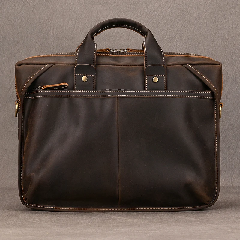 15.6″ Vintage Leather Briefcase For Men