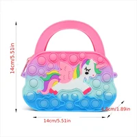 Girls silicone cute animal bag messenger bag coin purse kids stress relief pop toy stress relief bubble fun small gift shoulder 6