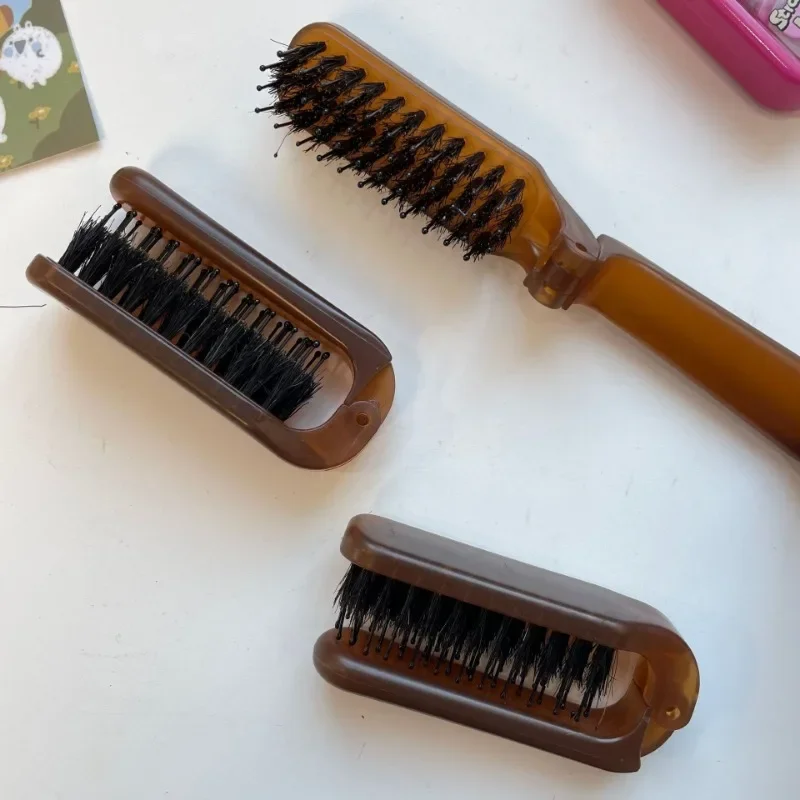 Pig Mane Hair Combs Head Styling Massage Combs Women Portable Folding Anti Static Hair Brush for Barber Styling Accessories