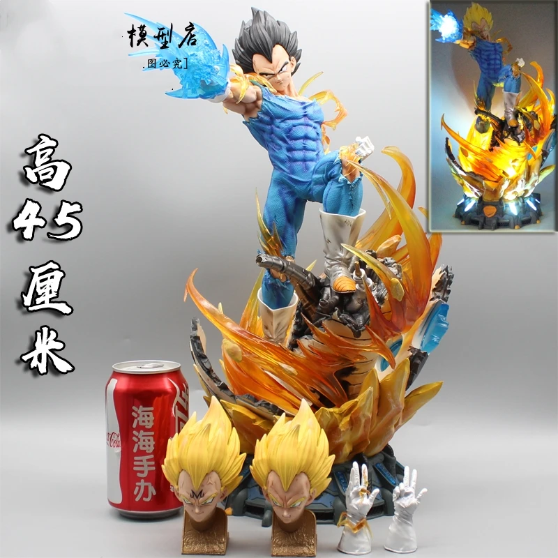 

45cm Anime Dragon Ball LS Triple Head Vegeta Figure Model Super Glow Effect Collection Ornaments Toy Birthday Gift For friend