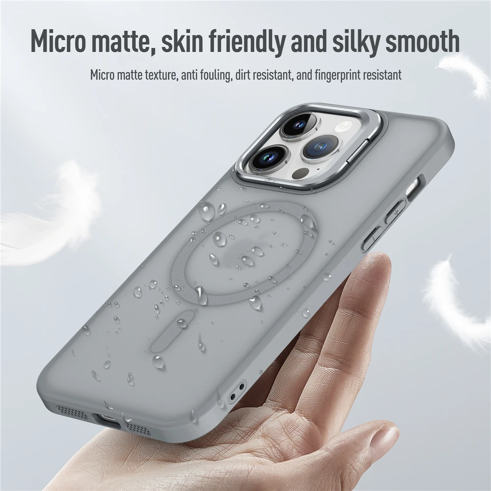 Magnetic Metal Lens Stand Holder Case with Magsafe and Matte Skin