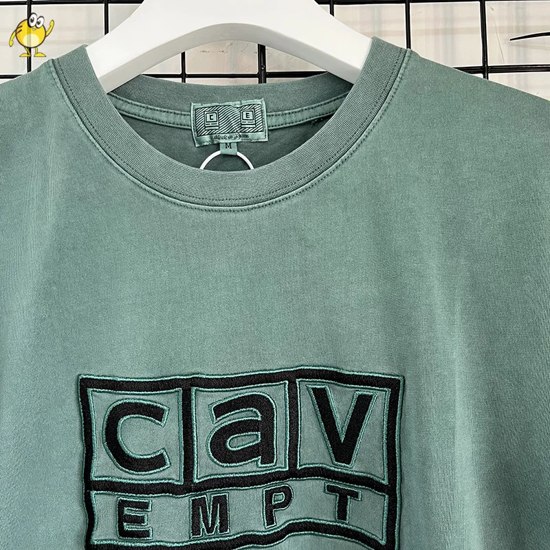 Spring Men Woman Washed Cav Empt T-shirt Letter Embroidery Round Neck Green  Grey Short Sleeve All-match CAVEMPT C.E Top Tee