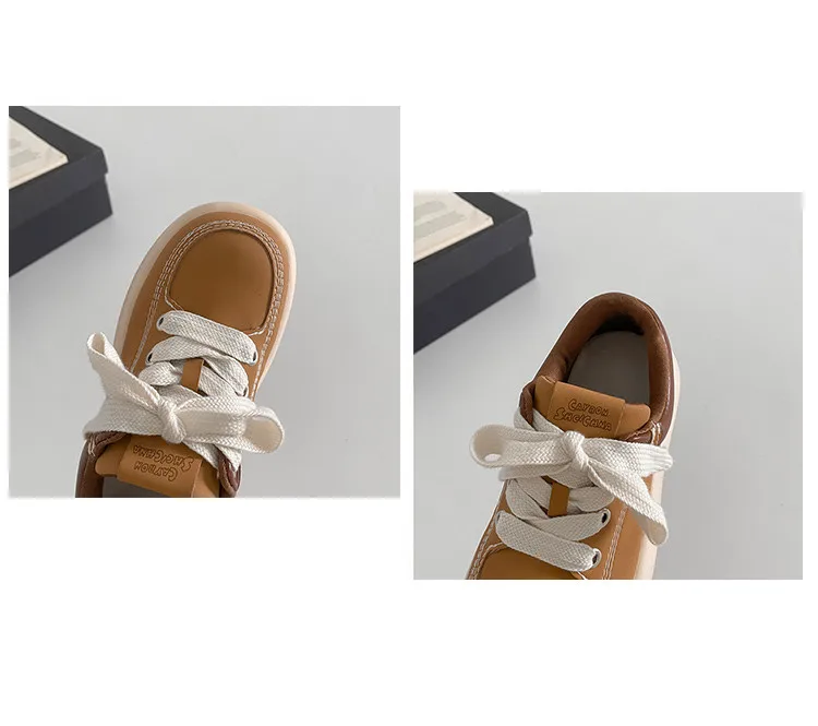 Women Sneakers Casual Flat Bottom Round Toe Platform Thick-soled Shoes Spring Autumn PU Sneakers Women Fashionable Shoes Women 6