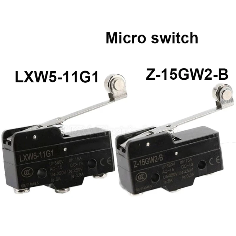 1Pcs LXW5-11G1/Z-15GW2-B 15A 380V Parallel Roller Hinge Lever Micro Limit Switch Travel Switch