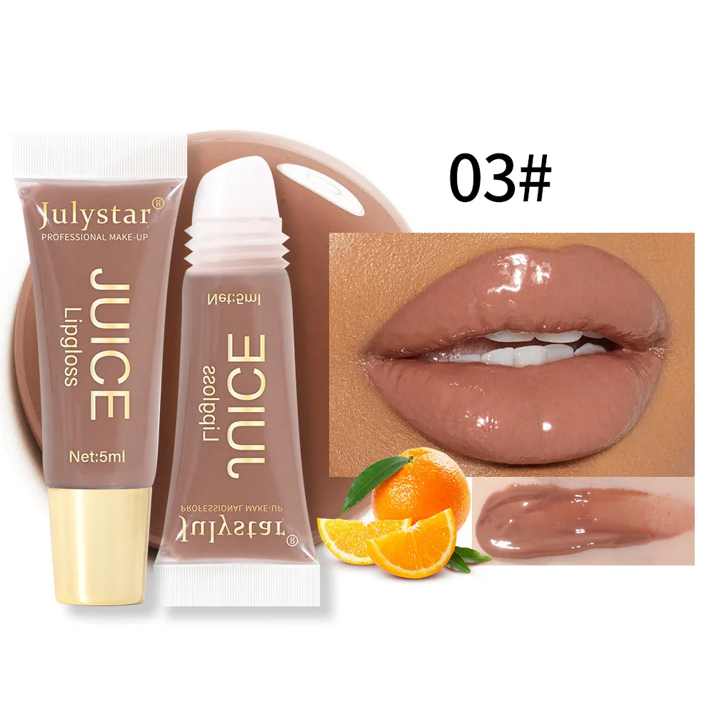 Nude Brown Plumping Lip Gloss Moisturising Fruit Lip Oil Transparent Fullness Lips Tint Soft Tube Makeup Applicator Beauty Care 5