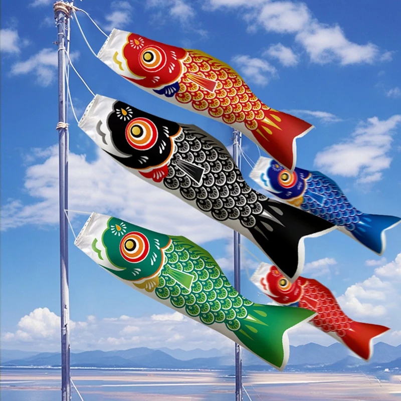 40/70/95cm Japanese Carp Flag Windsock Hanging Fish Flag Kite Colorful Wind Socks Home Garden Decoration Cartoon Fish