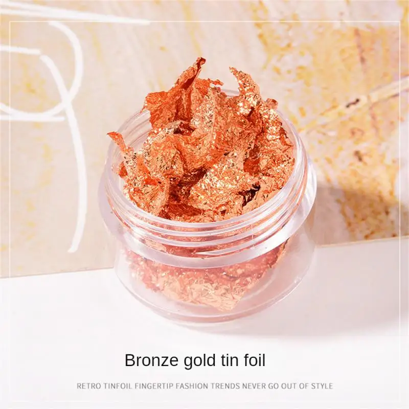 Nail Art Accessories Gold Silver Copper Foil Sequins Glitter Leaf Flake Sheet Bulk Foil Paper For Gilding Manicure Decoration 3