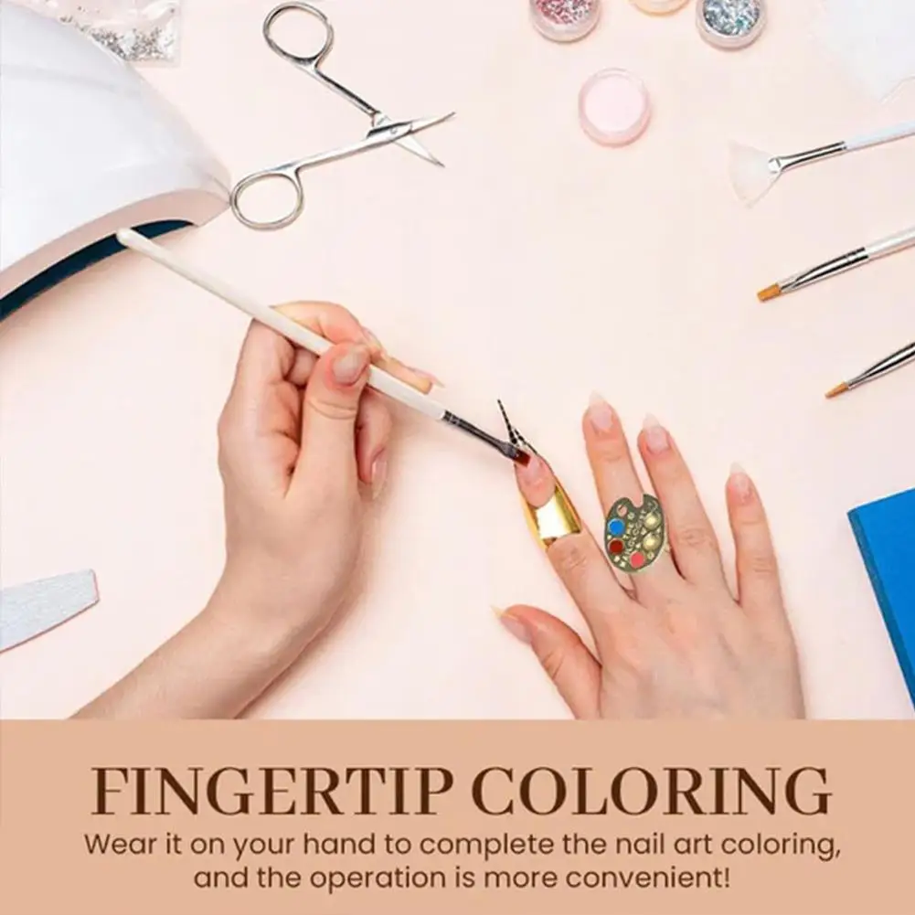 Fingertip Manicure Palette Ring Fingertip Nail Art Palette RingWearable Resin Nail Polish For Art