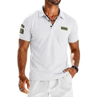 Chemises polo à manches courtes d'été, t-shirts respirants brodés pour hommes, hauts légers à boutons unis pour la gym, chemises de luxe pour hommes 2